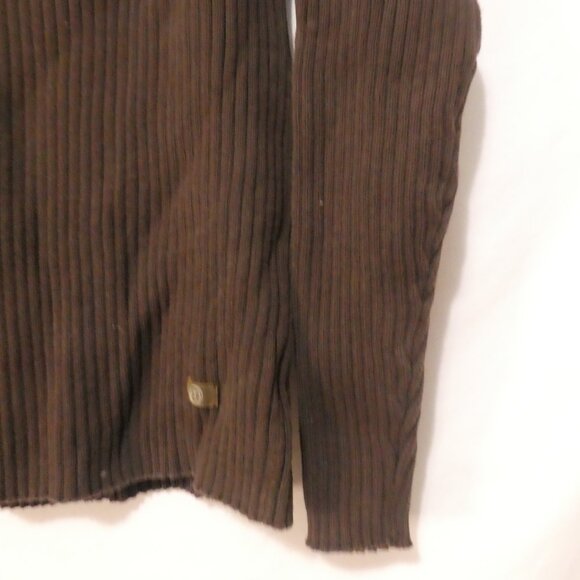 URBAN BEHAVIOR | medium | Classic Dark Brown Ribbed Sweater | Zip Mock Neck - Picture 9 of 16